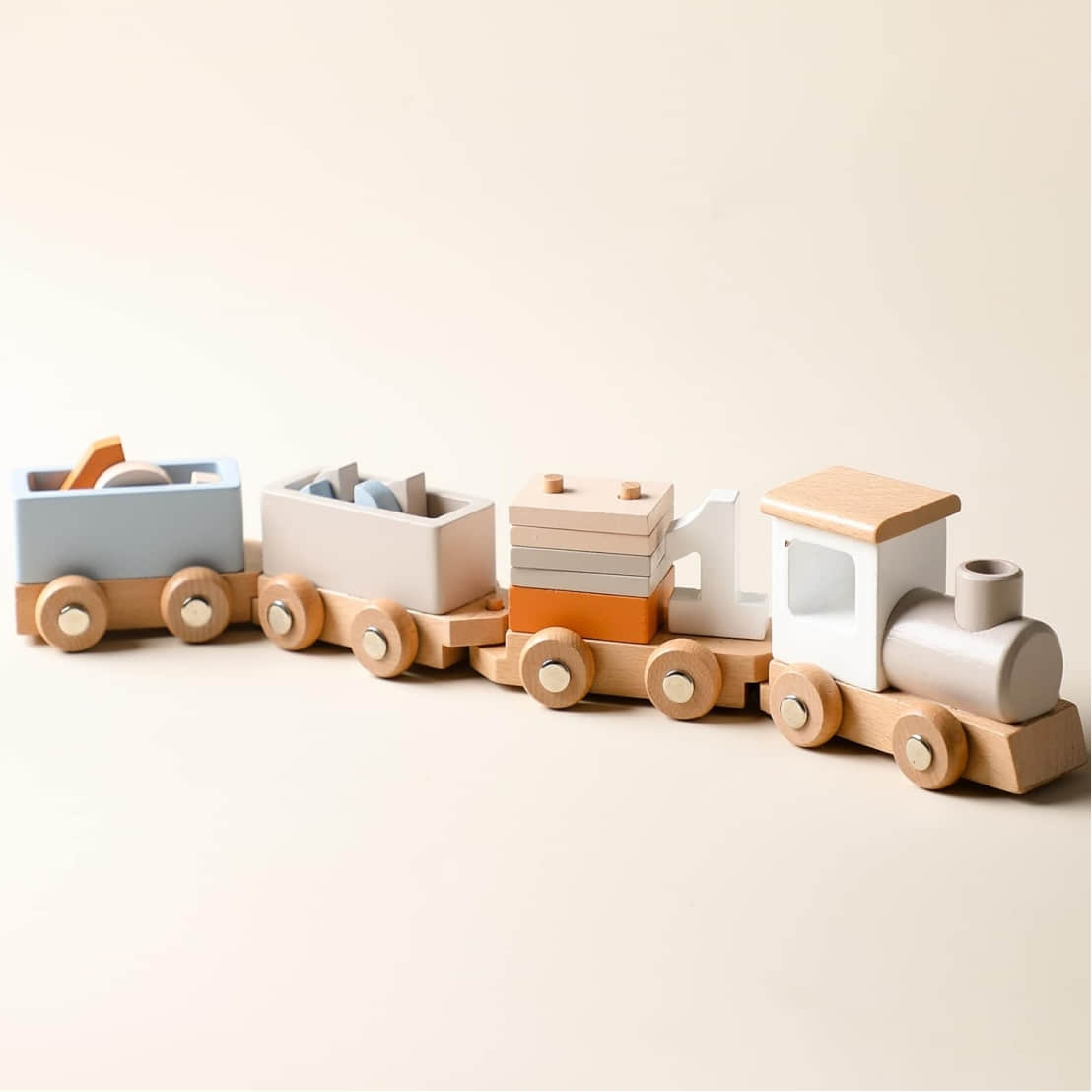 Wooden Train Set for Baby Toys with Numbers and Blocks Train Toy 12 PCS for Toddler Boys and Girls