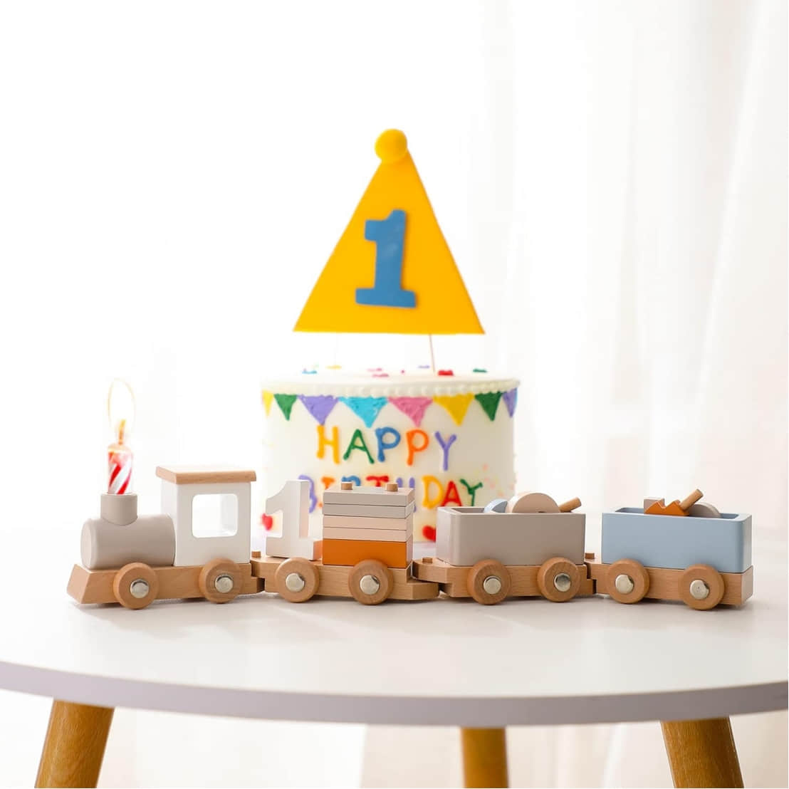 Wooden Train Set for Baby Toys with Numbers and Blocks Train Toy 12 PCS for Toddler Boys and Girls